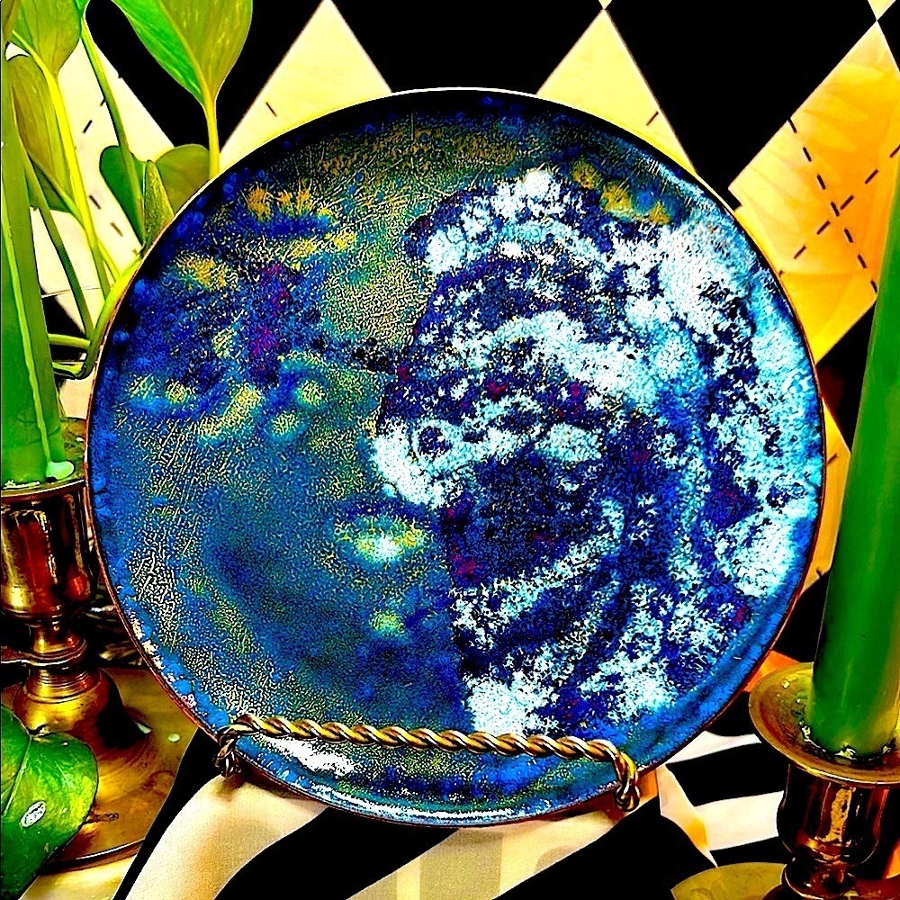 Copper Enamel Art Plate | Vibrant Hand-Fired Colors‎ • One-of-a-Kind